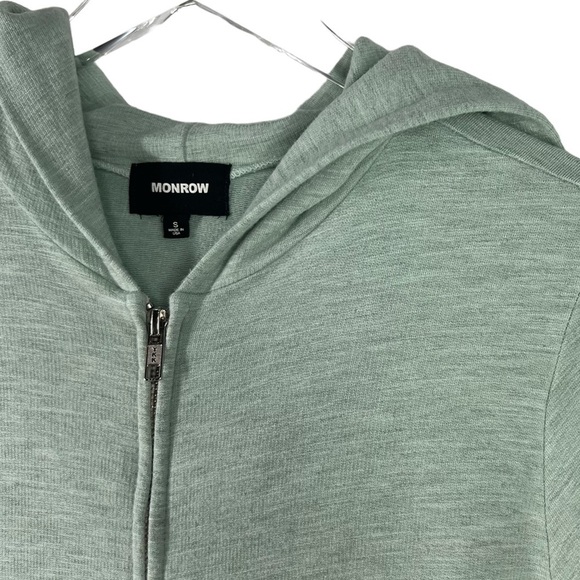 MONROW Green Super Soft Lightweight Hooded Full Zip long sleeve top Small - Picture 3 of 8